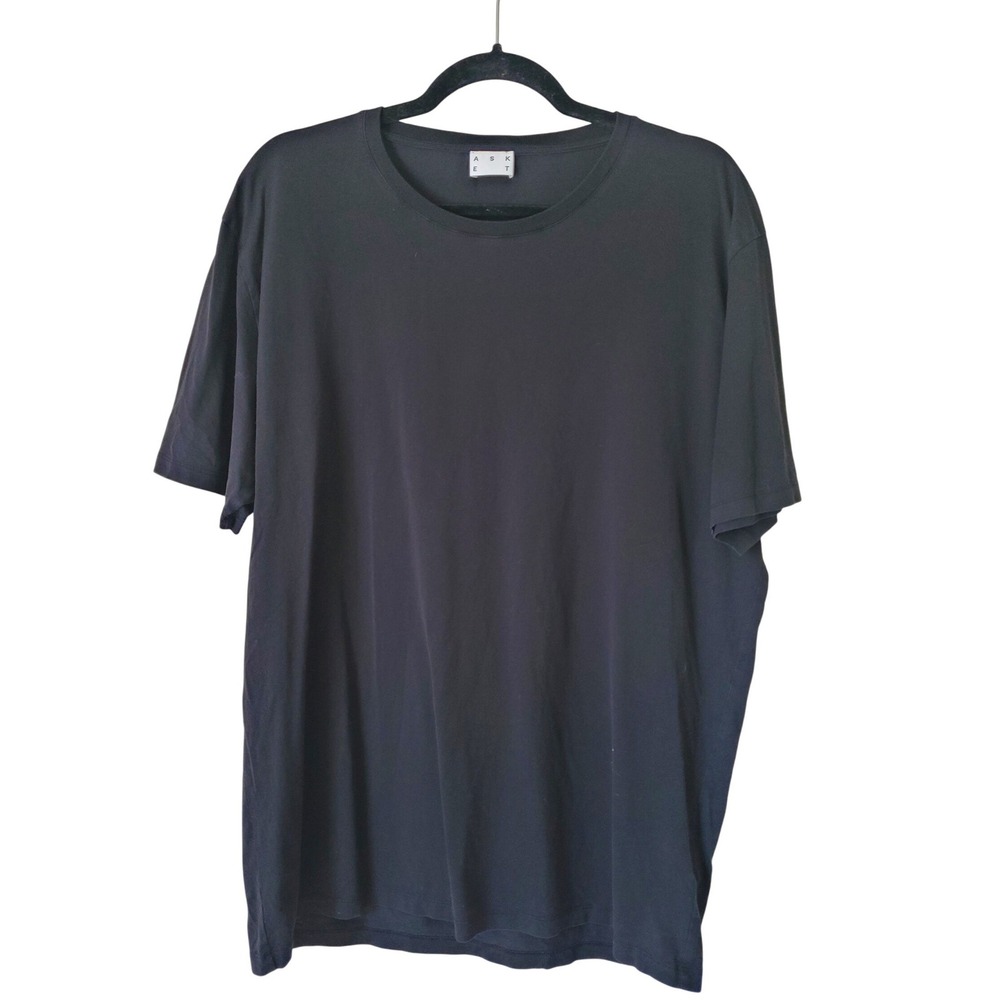 ASKET The Lightweight T-Shirt Mens XL Long Black Egyptian Cotton Crew Neck Tee